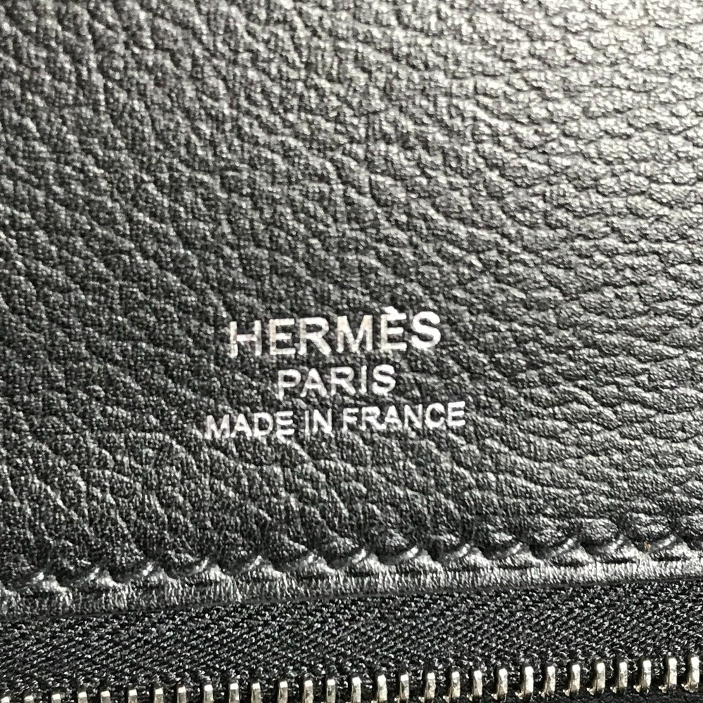 HERMES Novapolis pouch with strap, H logo, flap, clutch bag, Evercolor, unisex, black