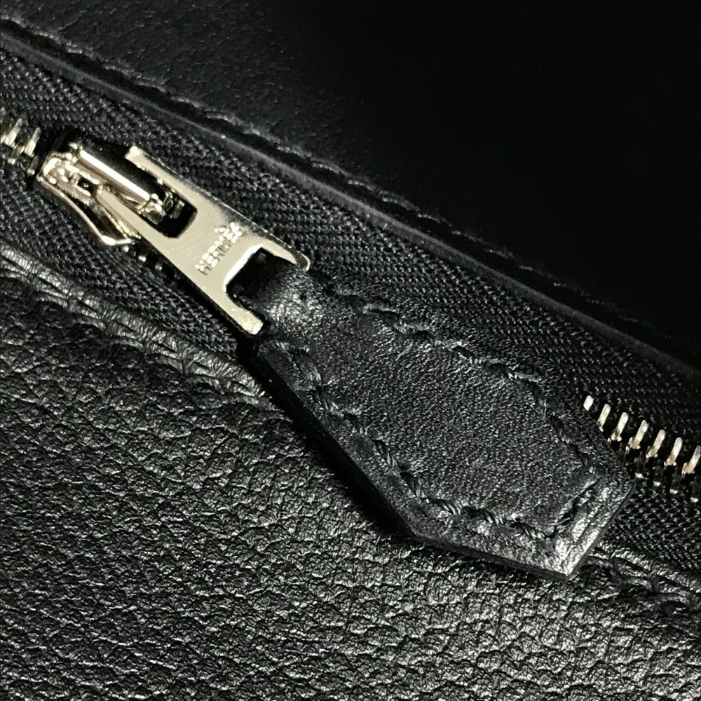 HERMES Novapolis pouch with strap, H logo, flap, clutch bag, Evercolor, unisex, black
