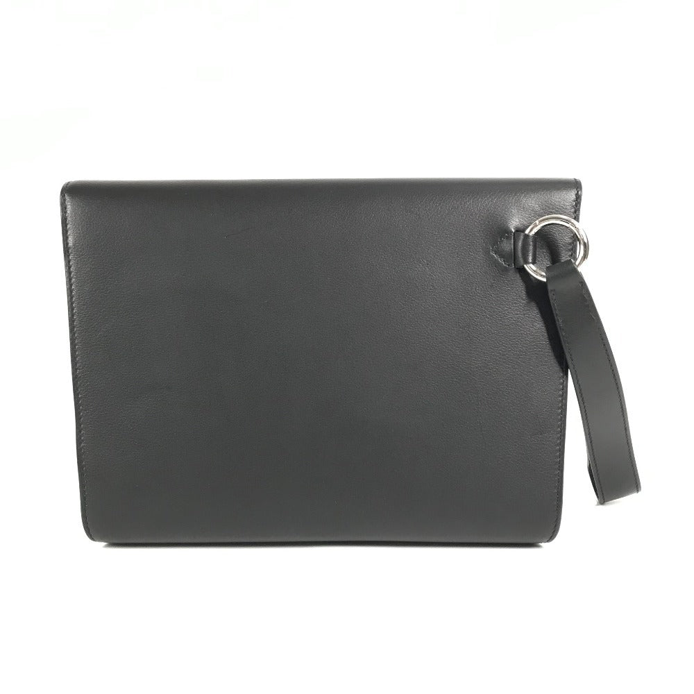 HERMES Novapolis pouch with strap, H logo, flap, clutch bag, Evercolor, unisex, black