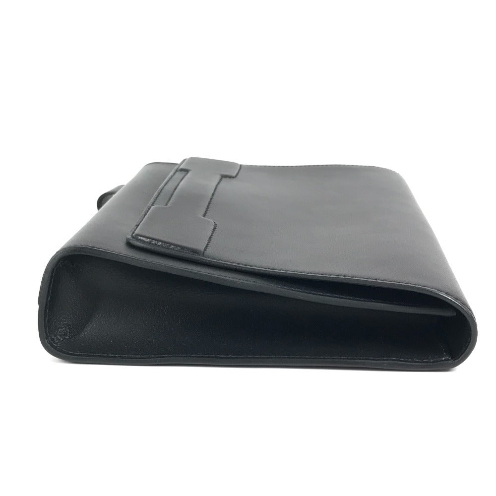 HERMES Novapolis pouch with strap, H logo, flap, clutch bag, Evercolor, unisex, black
