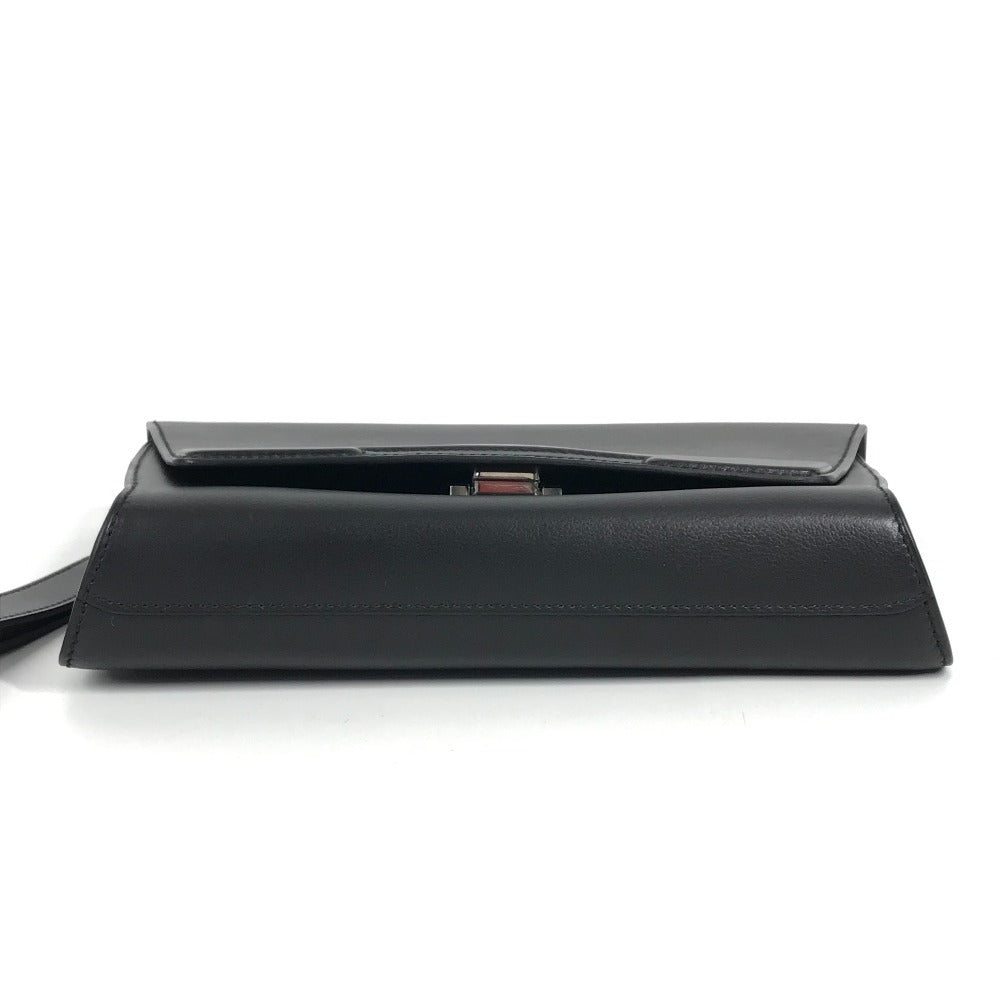 HERMES with Strap Novapolis Pouch H logo flap bag Clutch bag Evercolor Black/SilverHardware Used