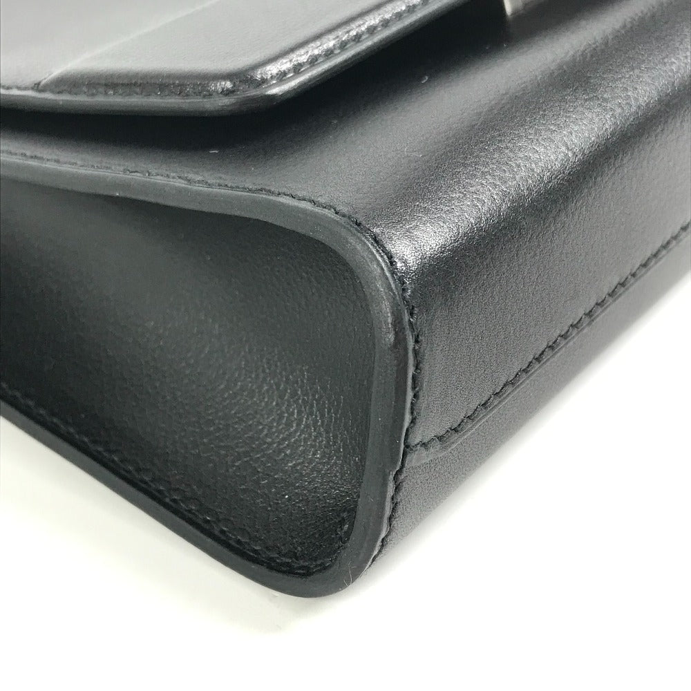 HERMES Novapolis pouch with strap, H logo, flap, clutch bag, Evercolor, unisex, black