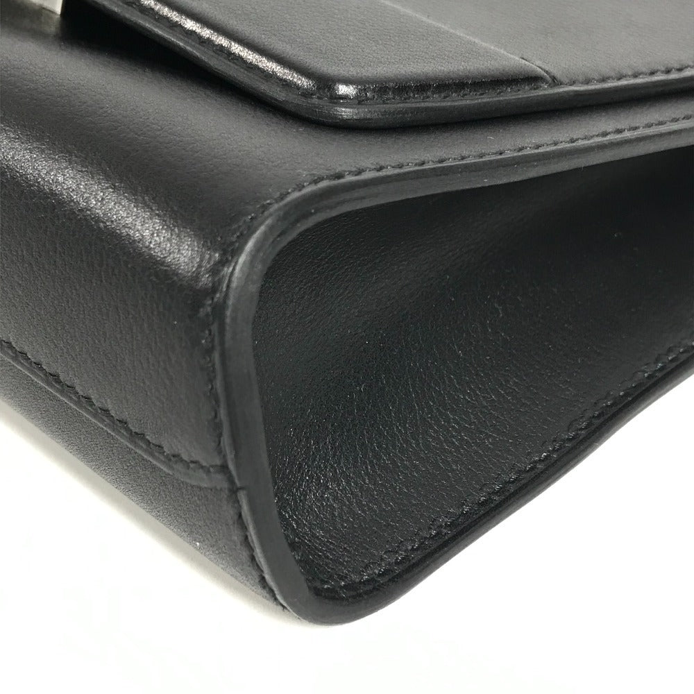 HERMES Novapolis pouch with strap, H logo, flap, clutch bag, Evercolor, unisex, black