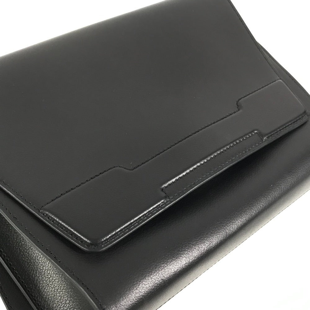 HERMES Novapolis pouch with strap, H logo, flap, clutch bag, Evercolor, unisex, black