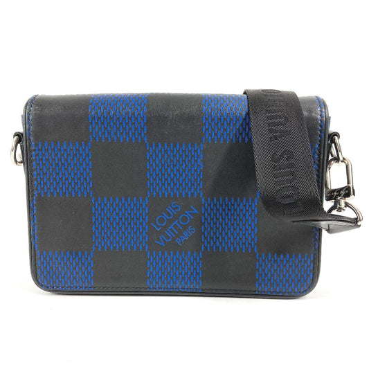 LOUIS VUITTON N50037 ダミエ アンフィニ 3D ステュディオ メッセンジャー カバン メッセンジャーバッグ 斜め掛け フラップ ショルダーバッグ レザー ユニセックス ブラック