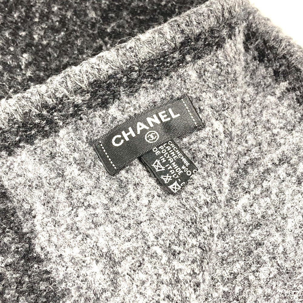 CHANEL 19K ロゴ 大判 ストール ブランケット マフラー カシミヤ ユニセックス グレー