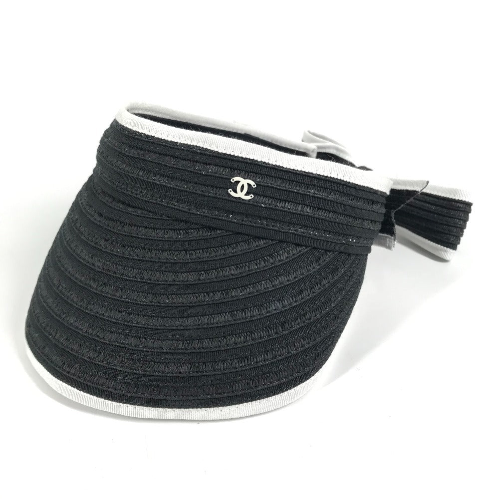 CHANEL 22P CC Coco Mark Ribbon Hat/Sun Visor for Women, Black