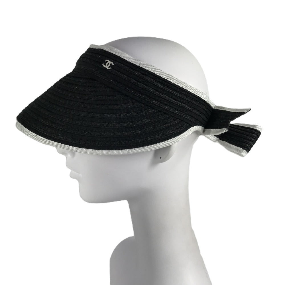 CHANEL 22P CC Coco Mark Ribbon Hat/Sun Visor for Women, Black