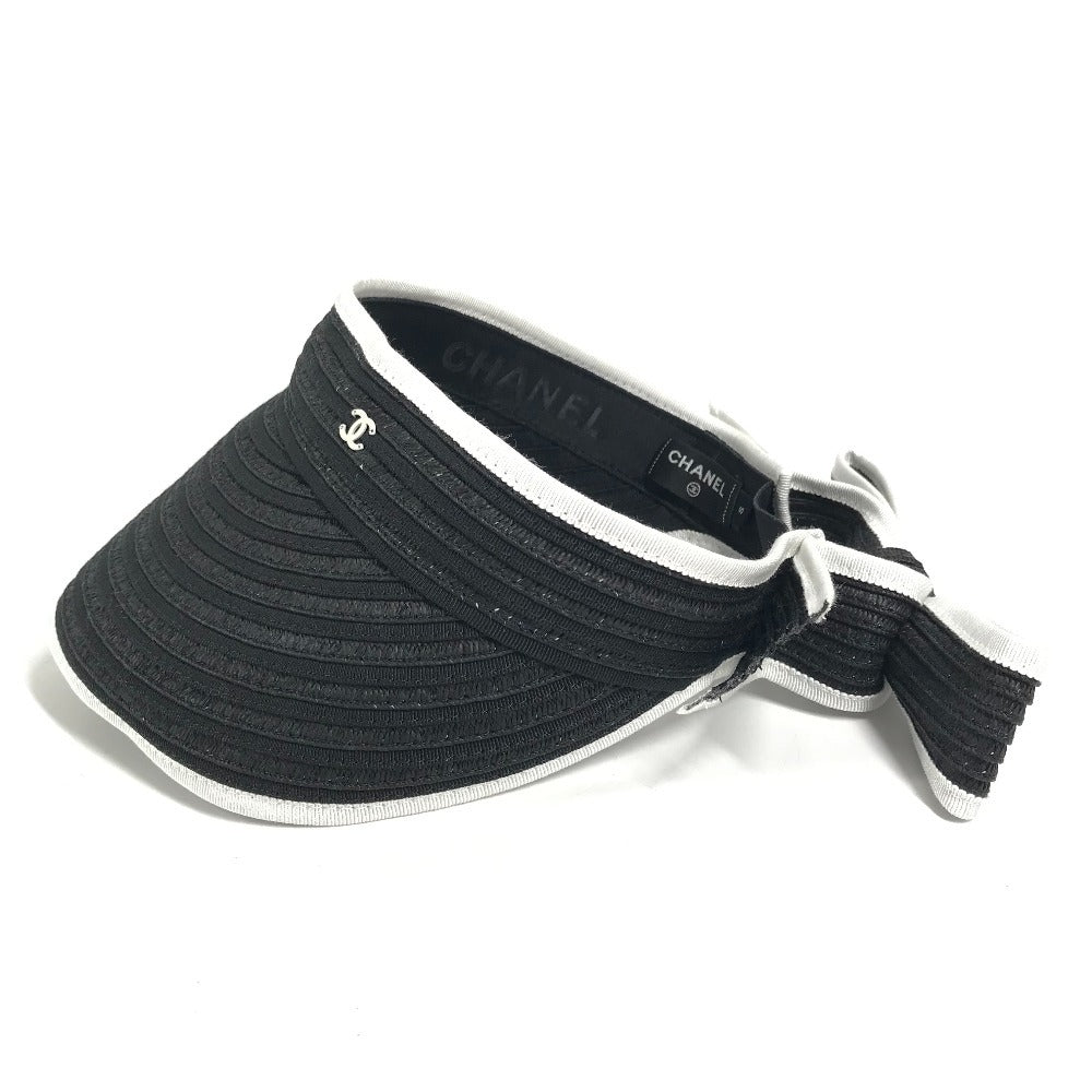 CHANEL 22P CC Coco Mark Ribbon Hat/Sun Visor for Women, Black