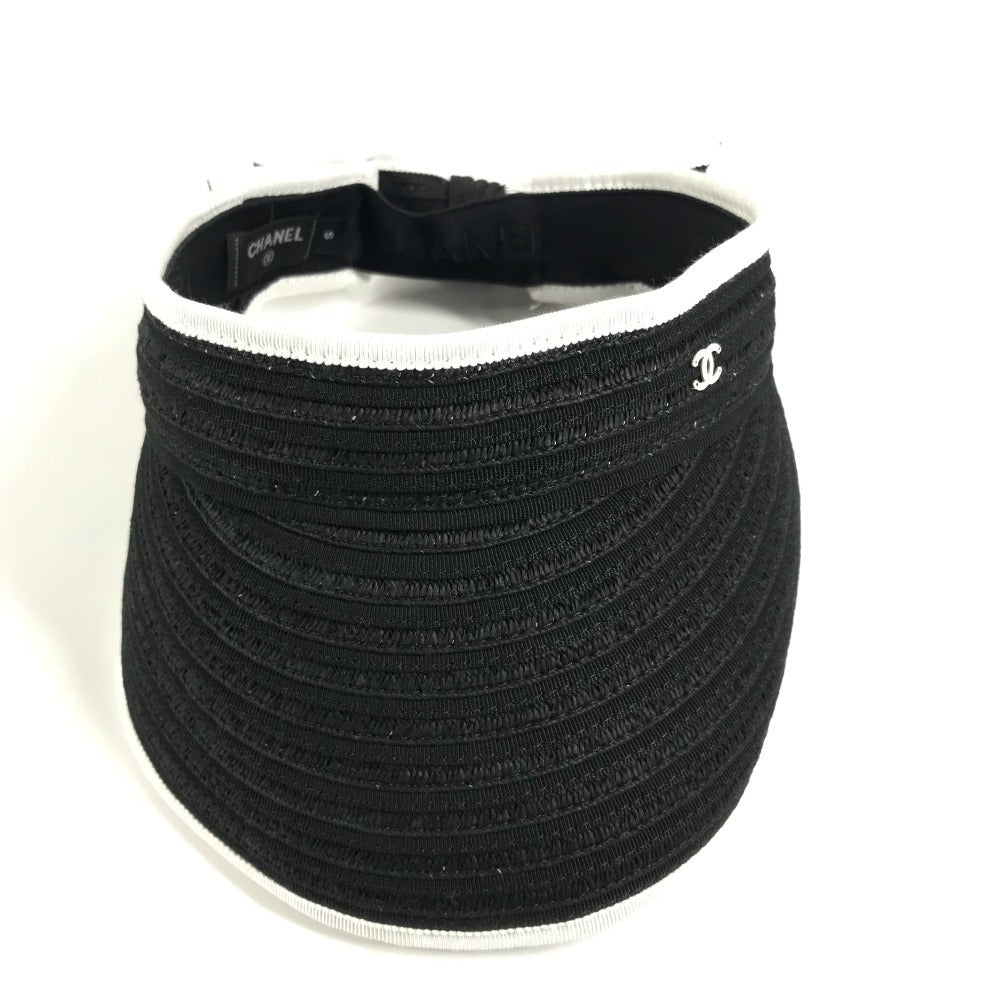 CHANEL 22P CC Coco Mark Ribbon Hat/Sun Visor for Women, Black