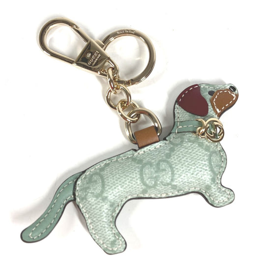 GUCCI 821812 GG Supreme GG Emblem Dog Shape Bag Charm Dog Keychain Bag Charm GG Supreme Canvas Unisex Light Green