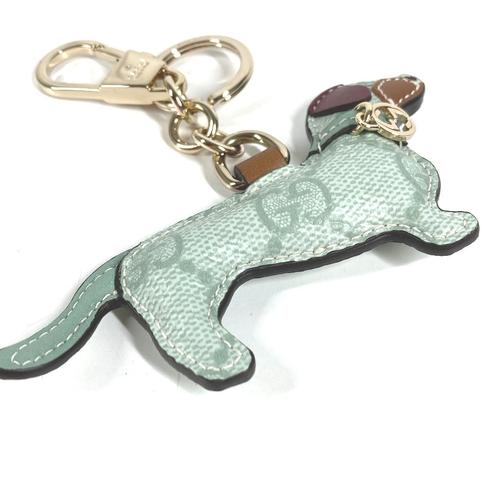 GUCCI 821812 GG Supreme GG Emblem Dog Shape Bag Charm Dog Keychain Bag Charm GG Supreme Canvas Unisex Light Green
