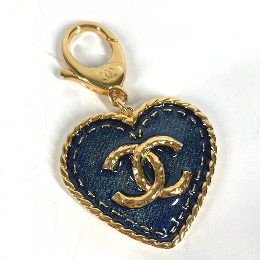 CHANEL ABC827 24P ハート CC ココマーク ロゴ デニム バッグチャーム キーホルダー メタル レディース ブルー
