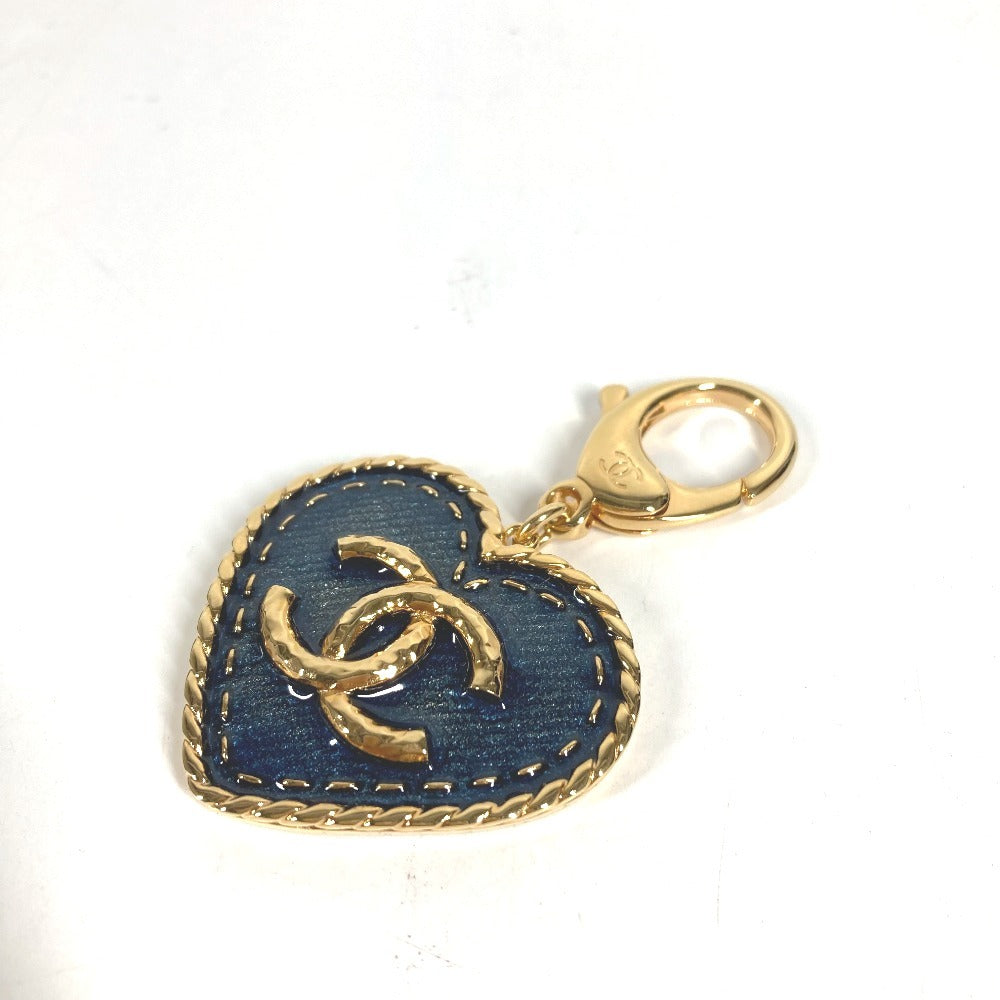 CHANEL ABC827 24P ハート CC ココマーク ロゴ デニム バッグチャーム キーホルダー メタル レディース ブルー