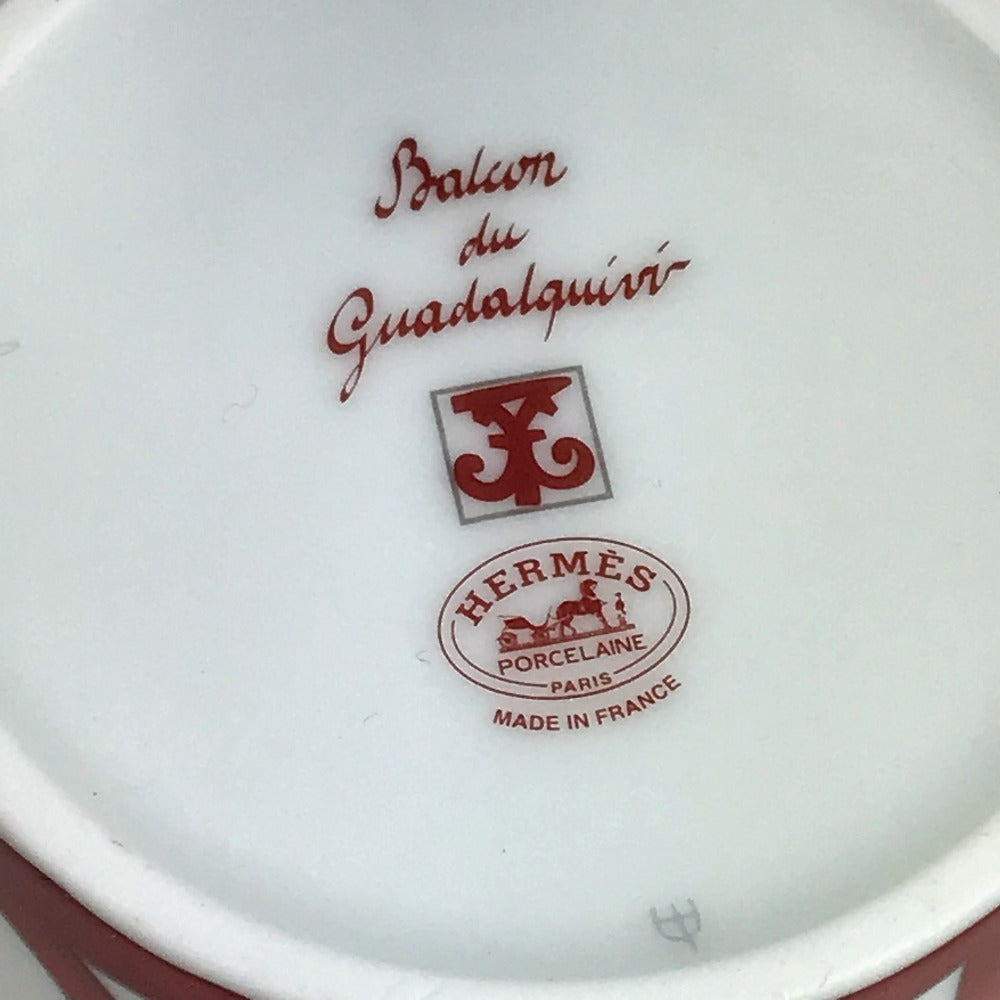 HERMES Guadalquivir tableware, cup and saucer set of 2, pair, plate, cup, mug, coffee cup, tea cup, ceramic, women's, white.