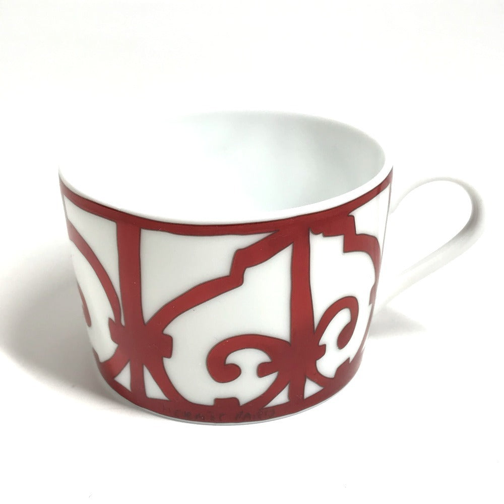 HERMES Guadalquivir tableware, cup and saucer set of 2, pair, plate, cup, mug, coffee cup, tea cup, ceramic, women's, white.
