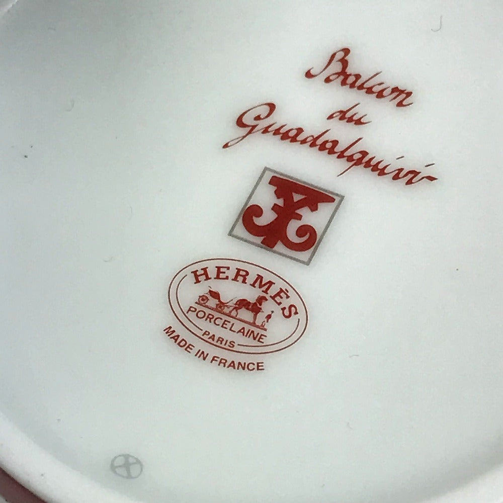 HERMES Guadalquivir tableware, cup and saucer set of 2, pair, plate, cup, mug, coffee cup, tea cup, ceramic, women's, white.