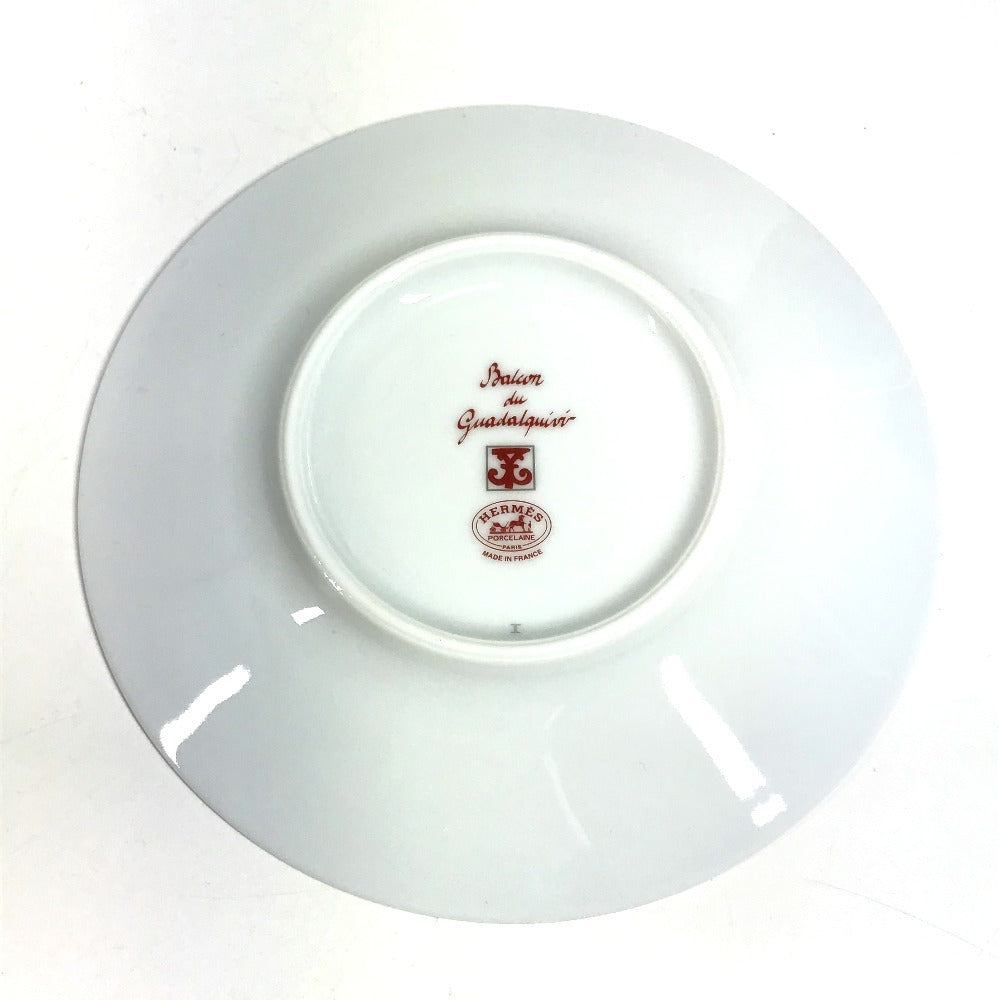 HERMES Guadalquivir tableware, cup and saucer set of 2, pair, plate, cup, mug, coffee cup, tea cup, ceramic, women's, white.