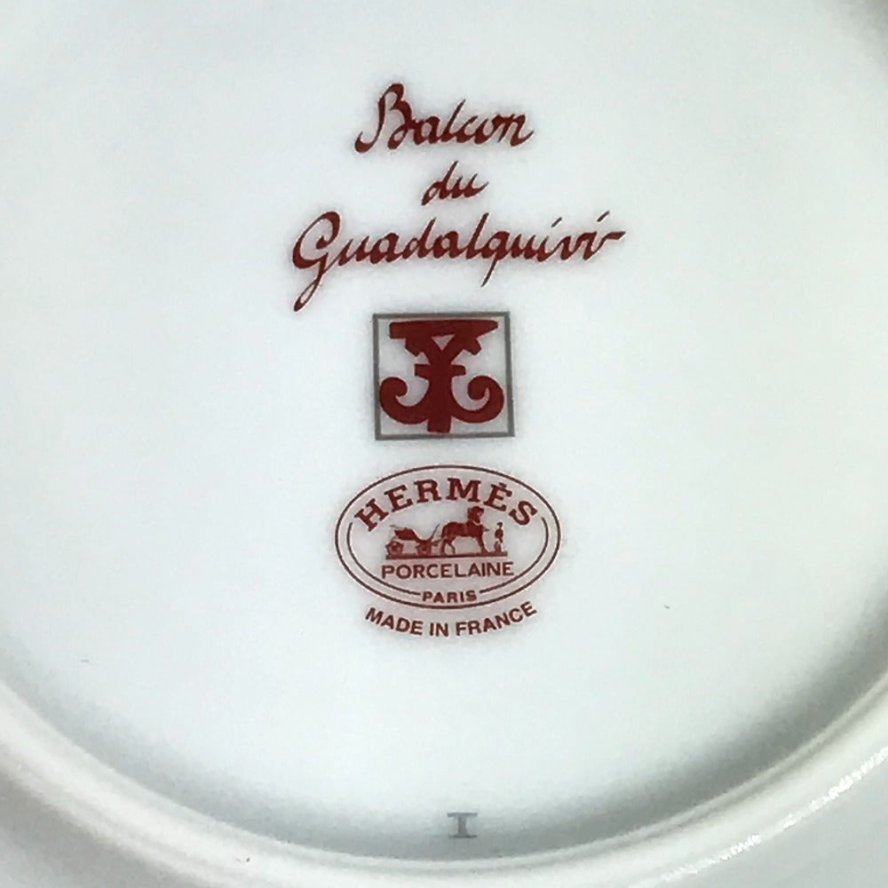 HERMES Guadalquivir tableware, cup and saucer set of 2, pair, plate, cup, mug, coffee cup, tea cup, ceramic, women's, white.