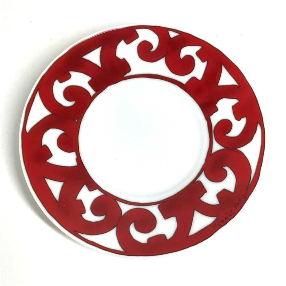 HERMES Guadalquivir tableware, cup and saucer set of 2, pair, plate, cup, mug, coffee cup, tea cup, ceramic, women's, white.