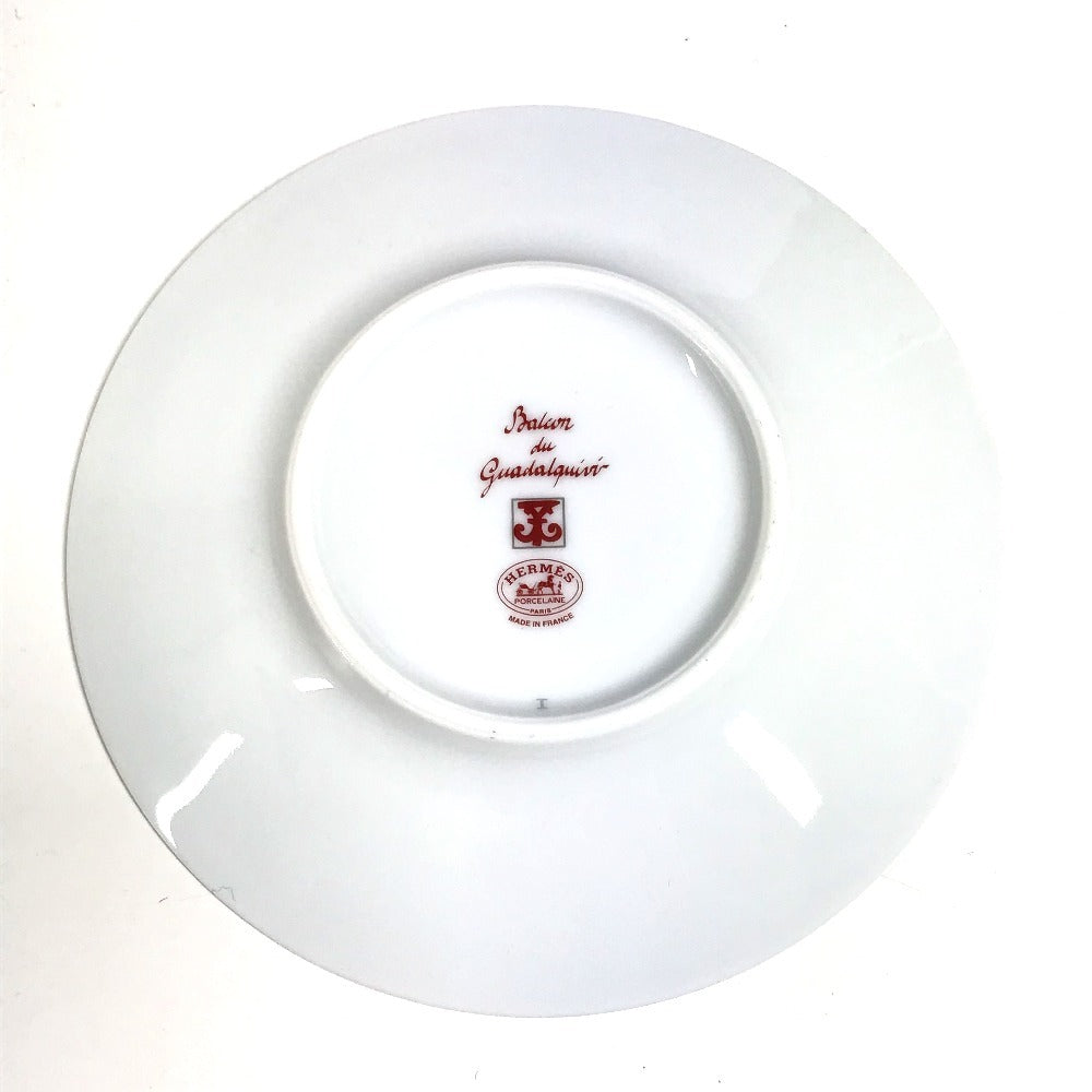 HERMES Guadalquivir tableware, cup and saucer set of 2, pair, plate, cup, mug, coffee cup, tea cup, ceramic, women's, white.