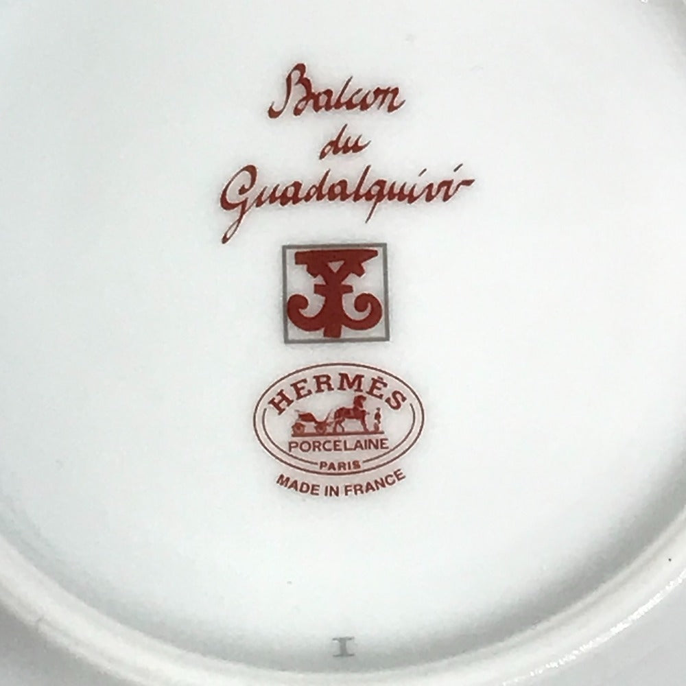 HERMES Guadalquivir tableware, cup and saucer set of 2, pair, plate, cup, mug, coffee cup, tea cup, ceramic, women's, white.