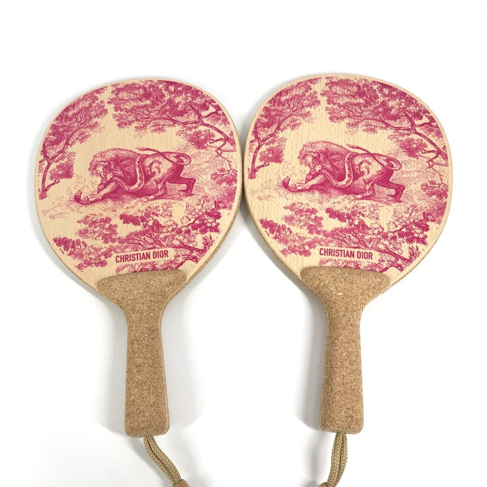 Dior Toile de Jouy Beach Racquet Set (2 racquets, ball, sports, interior decor, wood, unisex, pink)