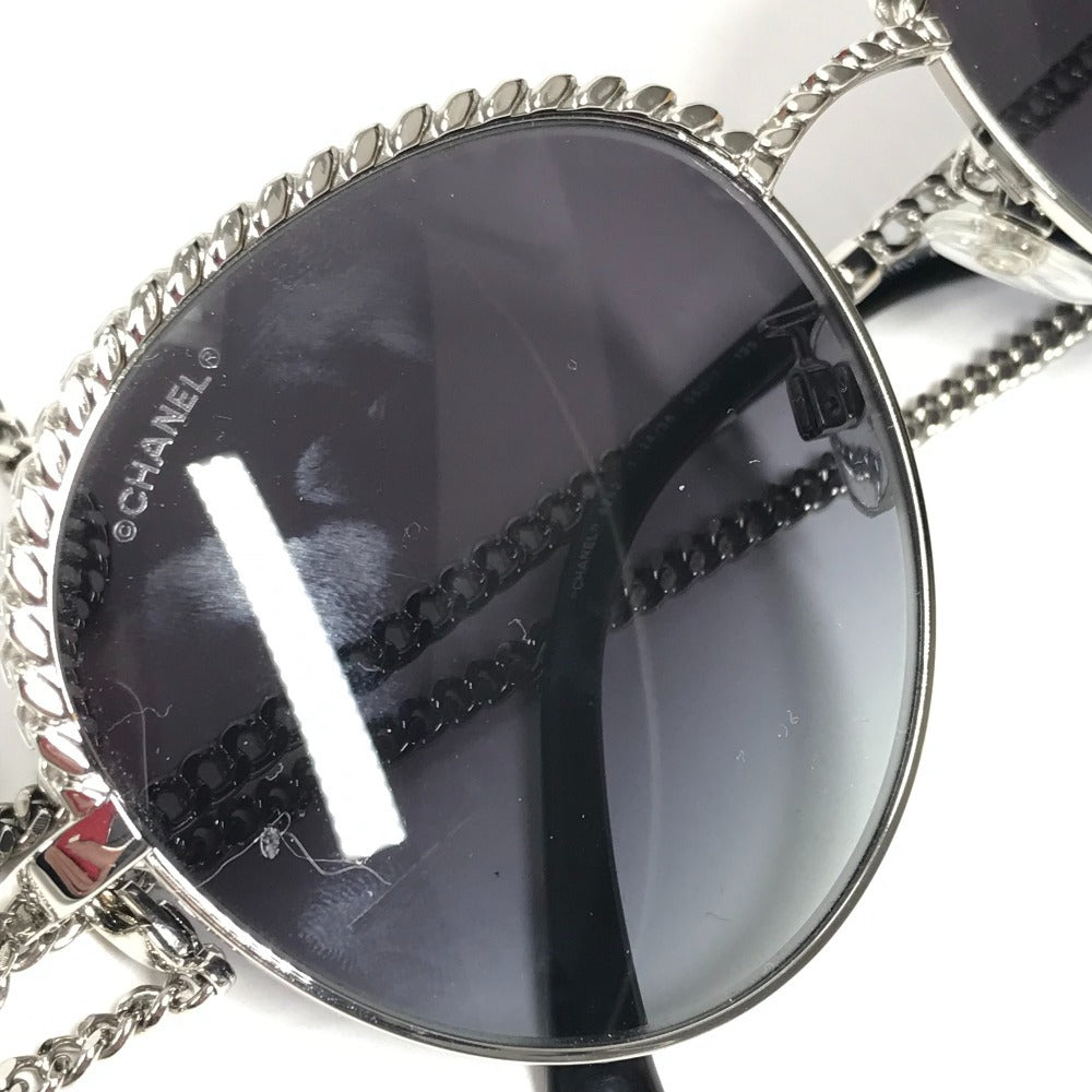 CHANEL 4242 CC ロゴ ココマーク チェーン めがね メガネ アイウェア 眼鏡 サングラス プラスチック レディース ブラック