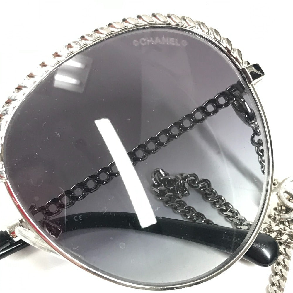 CHANEL 4242 CC ロゴ ココマーク チェーン めがね メガネ アイウェア 眼鏡 サングラス プラスチック レディース ブラック
