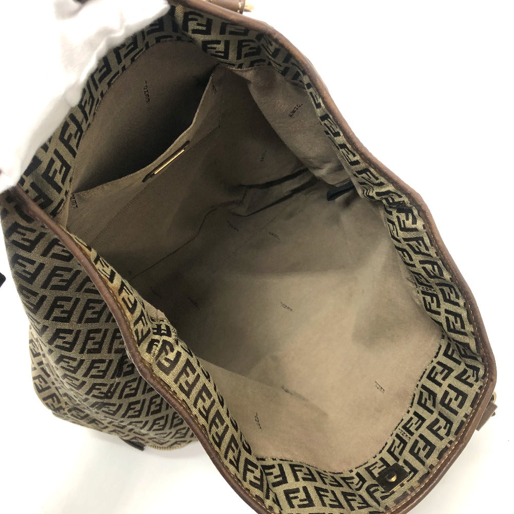 FENDI Zucchino Bag Tote Bag Handbag Shoulder Bag Canvas/Leather Unisex Beige