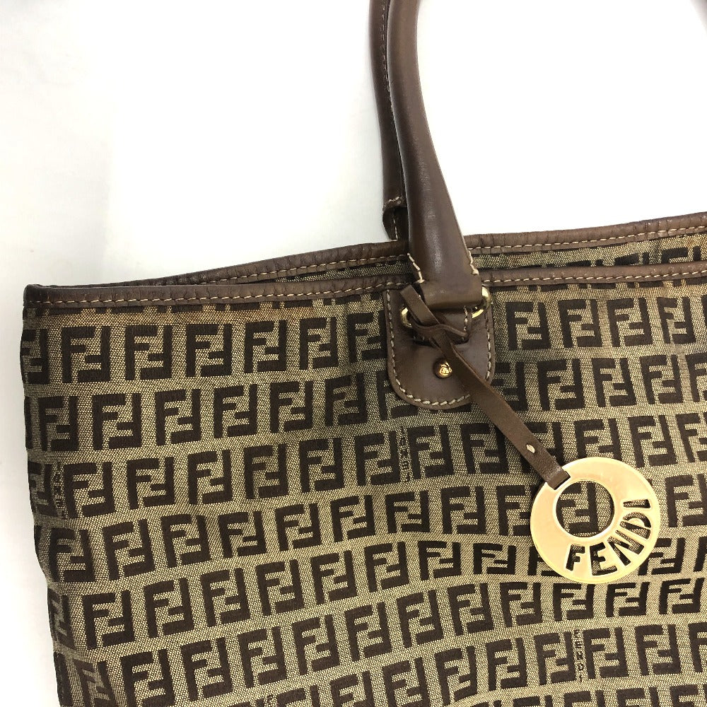 FENDI Zucchino Bag Tote Bag Handbag Shoulder Bag Canvas/Leather Unisex Beige