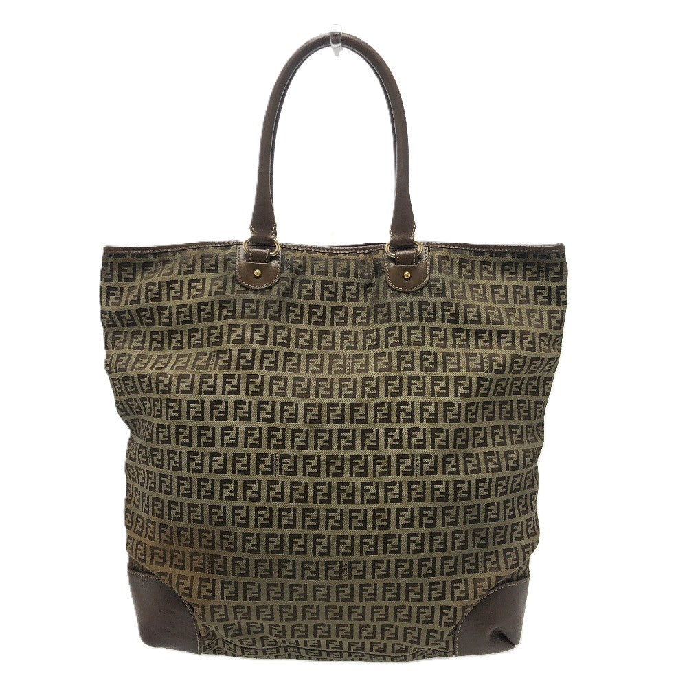 FENDI Zucchino Bag Tote Bag Handbag Shoulder Bag Canvas/Leather Unisex Beige