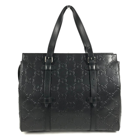 GUCCI 625774 GG Embossed Logo Bag Tote Bag Shoulder Bag Leather Unisex Black