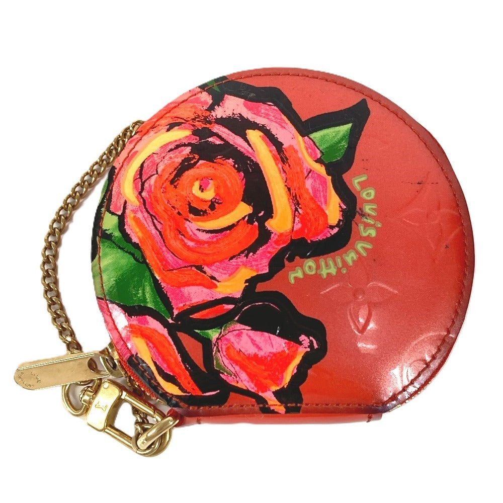 LOUIS VUITTON M93691 Monogram Vernis Rose Porte Monnaie Chapeau Wallet Coin Purse Round Zipper Coin Case Monogram Vernis Unisex Orange Sunset Orange
