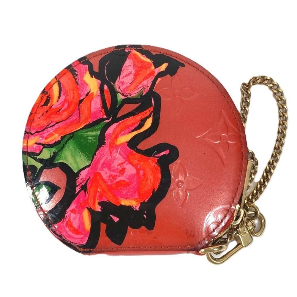 LOUIS VUITTON M93691 Monogram Vernis Rose Porte Monnaie Chapeau Wallet Coin Purse Round Zipper Coin Case Monogram Vernis Unisex Orange Sunset Orange