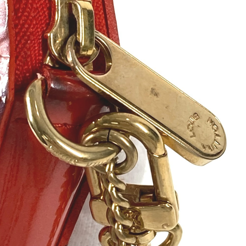 LOUIS VUITTON M93691 Monogram Vernis Rose Porte Monnaie Chapeau Wallet Coin Purse Round Zipper Coin Case Monogram Vernis Unisex Orange Sunset Orange