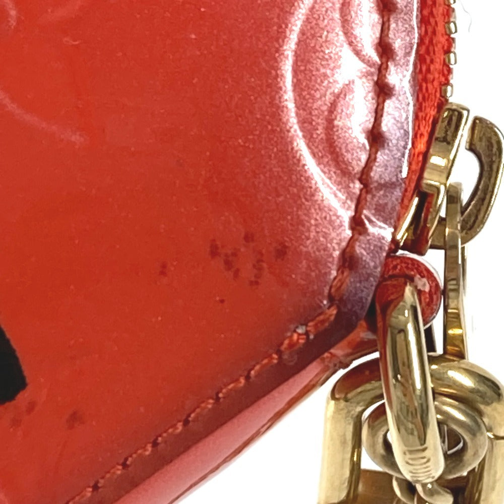 LOUIS VUITTON M93691 Monogram Vernis Rose Porte Monnaie Chapeau Wallet Coin Purse Round Zipper Coin Case Monogram Vernis Unisex Orange Sunset Orange