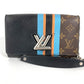 HERMES Monogram Stripe Portefeuille Twist Monogram Wallet Chain Wallet Shoulder Bag Long Wallet Monogram Canvas Unisex Brown