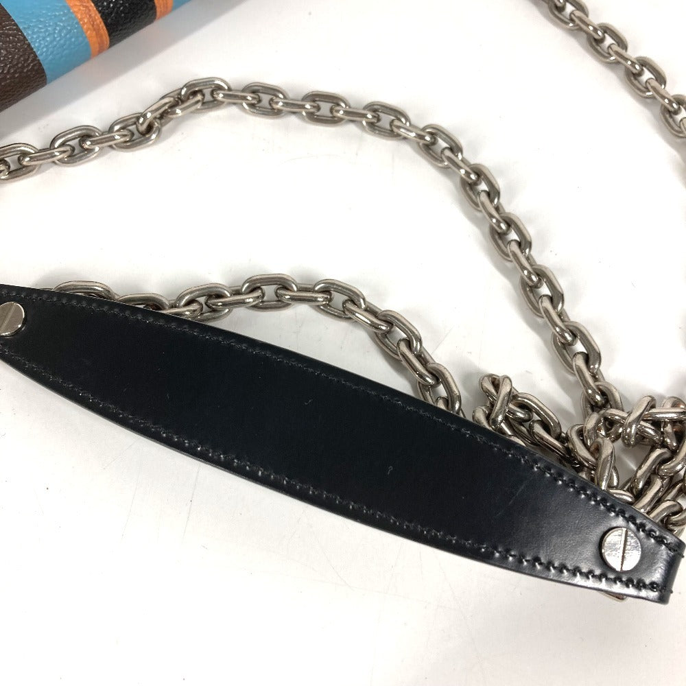 HERMES Monogram Stripe Portefeuille Twist Monogram Wallet Chain Wallet Shoulder Bag Long Wallet Monogram Canvas Unisex Brown