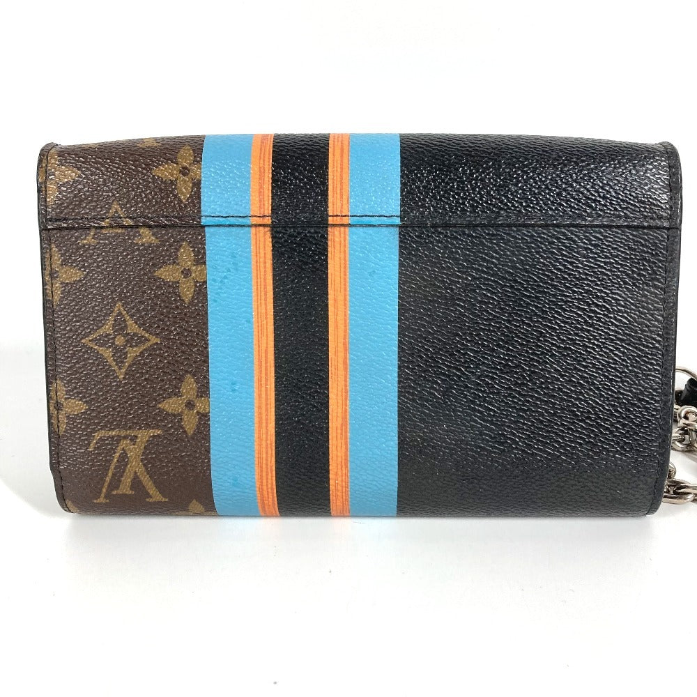 HERMES Monogram Stripe Portefeuille Twist Monogram Wallet Chain Wallet Shoulder Bag Long Wallet Monogram Canvas Unisex Brown