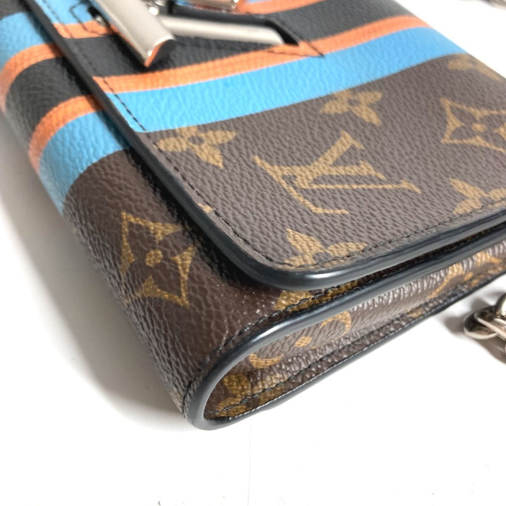 HERMES Monogram Stripe Portefeuille Twist Monogram Wallet Chain Wallet Shoulder Bag Long Wallet Monogram Canvas Unisex Brown
