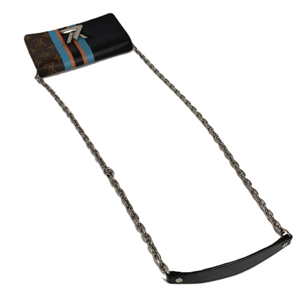 HERMES Monogram Stripe Portefeuille Twist Monogram Wallet Chain Wallet Shoulder Bag Long Wallet Monogram Canvas Unisex Brown