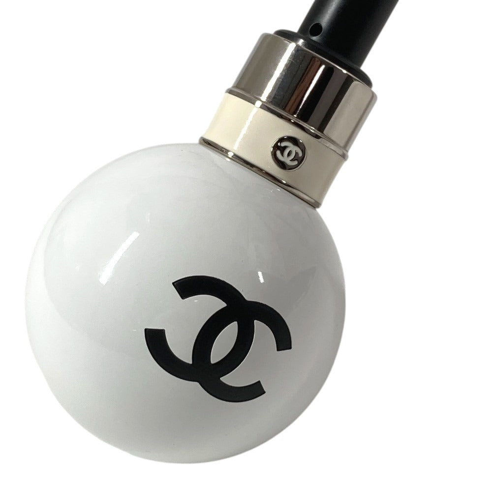 CHANEL CC ココマーク 総柄 折り畳み傘 アンブレラ 傘 ポリエステル ユニセックス ホワイト