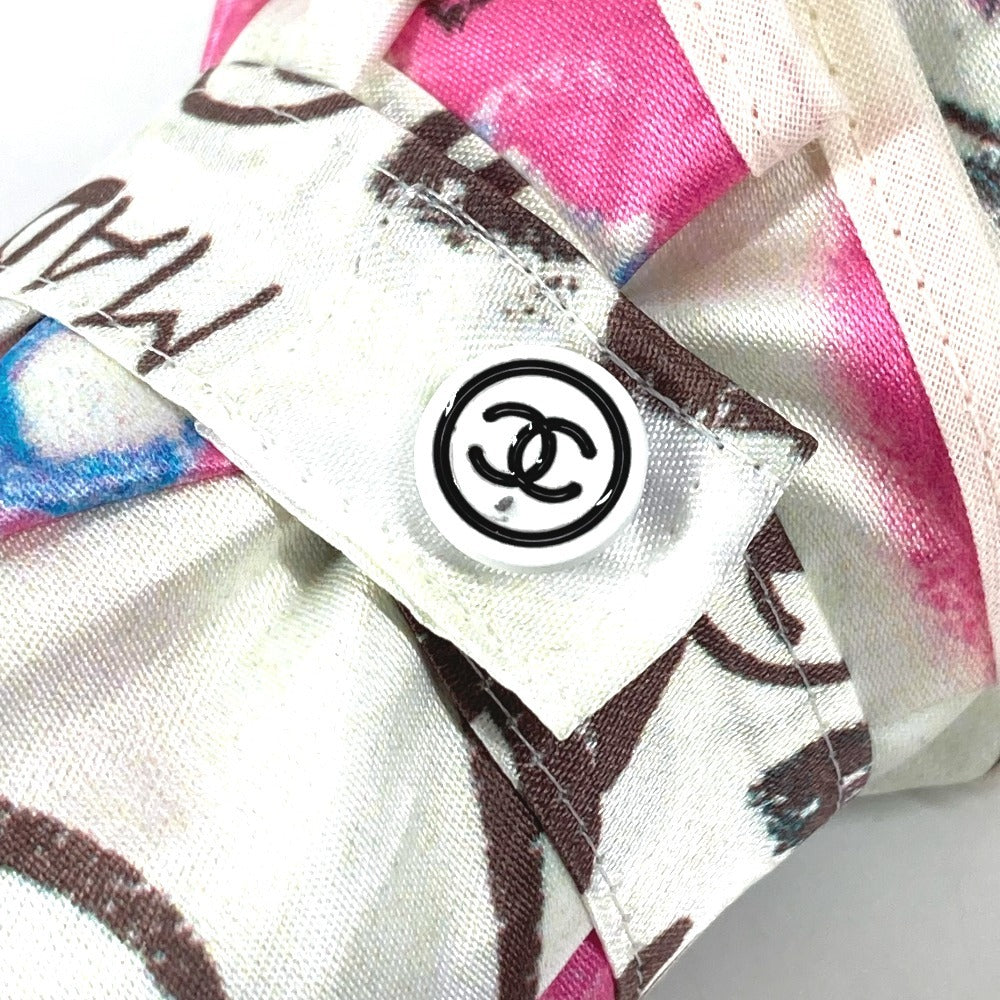 CHANEL CC ココマーク 総柄 折り畳み傘 アンブレラ 傘 ポリエステル ユニセックス ホワイト