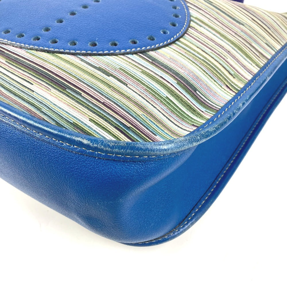 HERMES H-perforated logo Evelyne 1 bag crossbody shoulder bag leather unisex blue