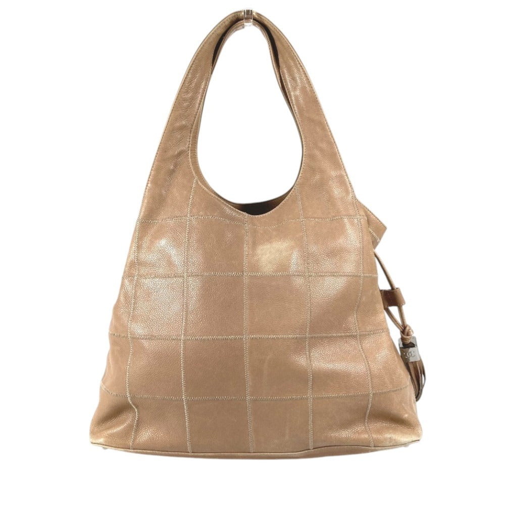 CHANEL Chocolate Bar Logo Fringe Tassel Shoulder Bag for Women, Beige