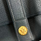 HERMES Logo Noumea Bag Shoulder Bag Handbag Drawstring Shoulder Bag Leather Unisex Navy