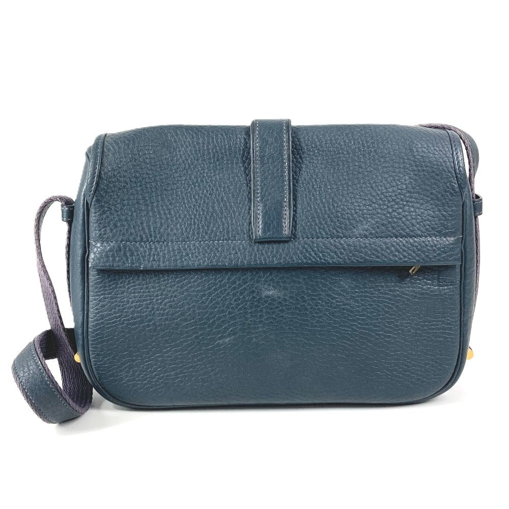 HERMES Logo Noumea Bag Shoulder Bag Handbag Drawstring Shoulder Bag Leather Unisex Navy