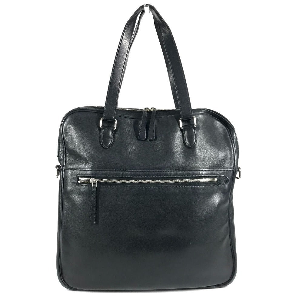 HERMES Vintage Logo Handbag Tote Bag Shoulder Bag Business Bag Document Bag Leather Unisex Black