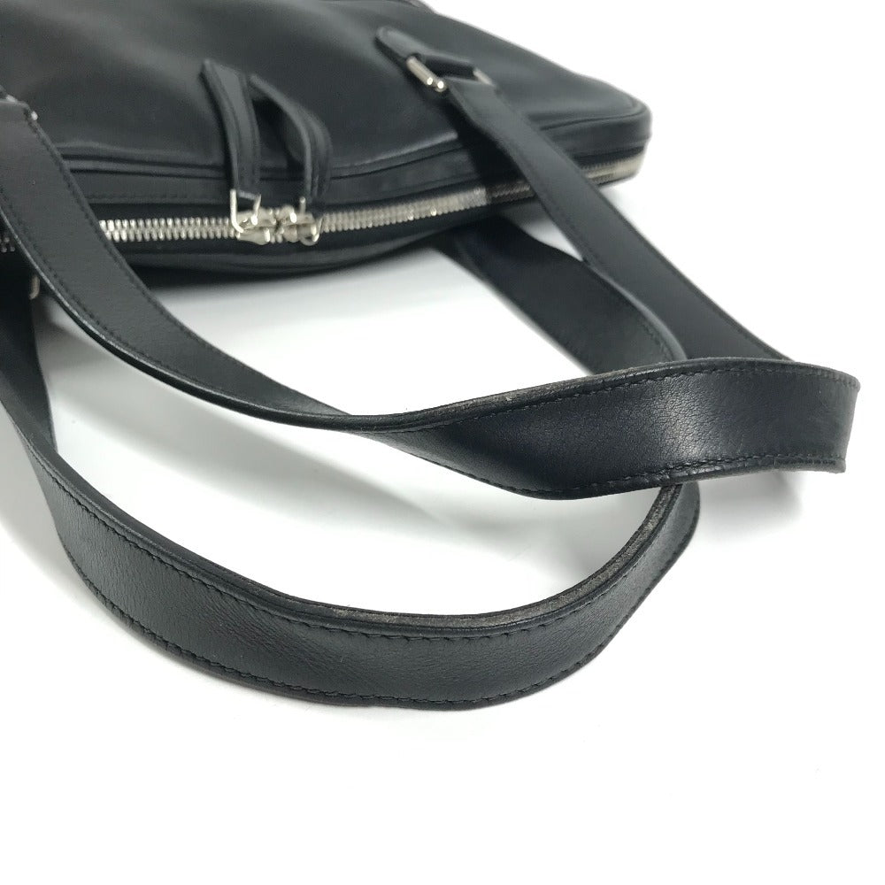 HERMES Vintage Logo Handbag Tote Bag Shoulder Bag Business Bag Document Bag Leather Unisex Black